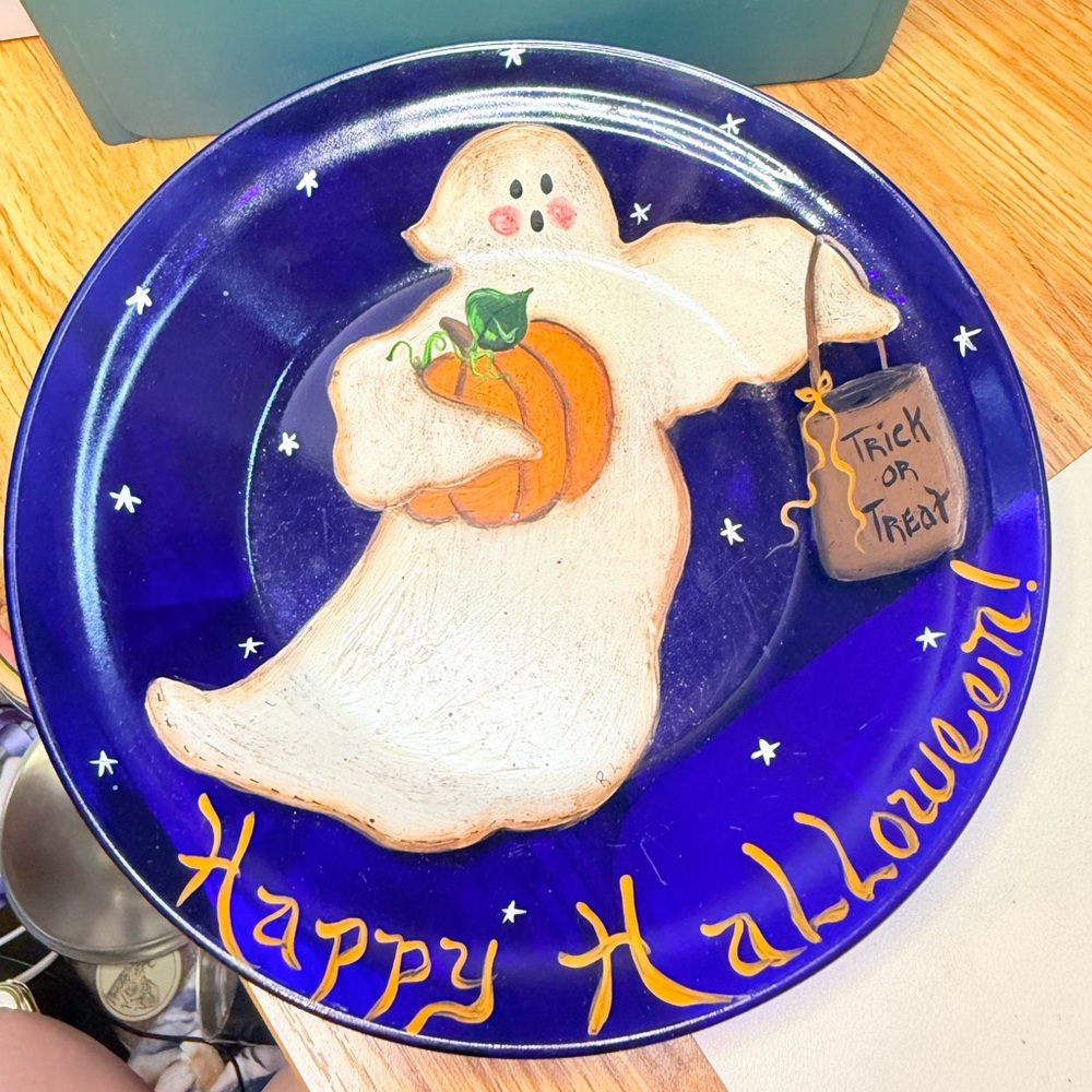 Vintage Handmade Halloween Ghost Decorative Plate - Picture 3 of 5